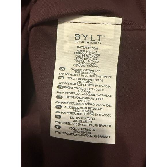 BYLT Premium Basics Signature Drop-Cut V Neck Short Sleeve Shirt Maroon Size XL - Picture 4 of 8